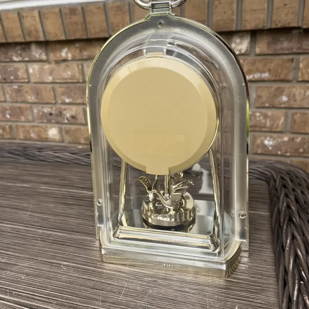 Rhythm Anniversary Mantel Clock Gold Rotating Pendulum Fully Working